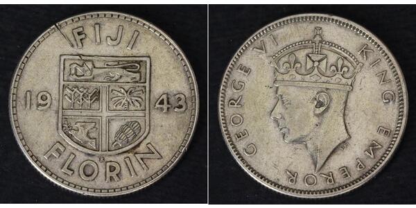 1 Florin Fiji 銀 乔治六世 (1895-1952)