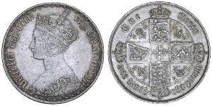 1 Florin 大不列颠及爱尔兰联合王国 (1801 - 1922) 銀 维多利亚 (英国君主)