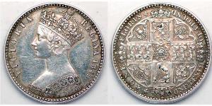 1 Florin 大不列颠及爱尔兰联合王国 (1801 - 1922) 銀 维多利亚 (英国君主)