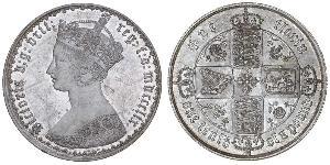 1 Florin 大不列颠及爱尔兰联合王国 (1801 - 1922) 銀 维多利亚 (英国君主)