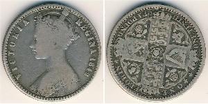 1 Florin 大不列颠及爱尔兰联合王国 (1801 - 1922) 銀 维多利亚 (英国君主)