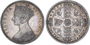 1 Florin 大不列颠及爱尔兰联合王国 (1801 - 1922) 銀 维多利亚 (英国君主)