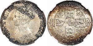 1 Florin 大不列颠及爱尔兰联合王国 (1801 - 1922) 銀 维多利亚 (英国君主)