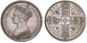 1 Florin 大不列颠及爱尔兰联合王国 (1801 - 1922) 銀 维多利亚 (英国君主)