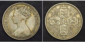 1 Florin 大不列颠及爱尔兰联合王国 (1801 - 1922) 銀 维多利亚 (英国君主)