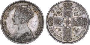 1 Florin 大不列颠及爱尔兰联合王国 (1801 - 1922) 銀 维多利亚 (英国君主)