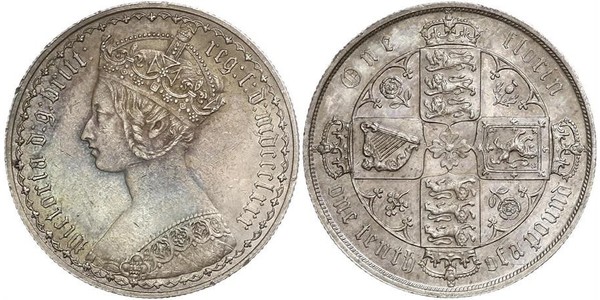 1 Florin 大不列颠及爱尔兰联合王国 (1801 - 1922) 銀 维多利亚 (英国君主)