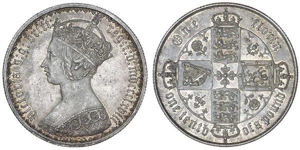 1 Florin 大不列颠及爱尔兰联合王国 (1801 - 1922) 銀 维多利亚 (英国君主)