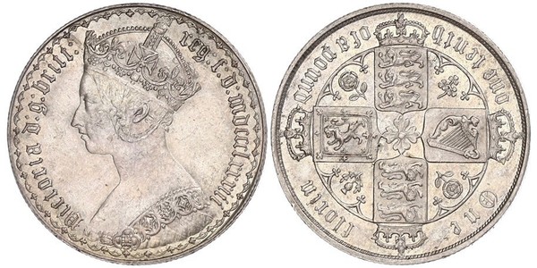 1 Florin 大不列颠及爱尔兰联合王国 (1801 - 1922) 銀 维多利亚 (英国君主)