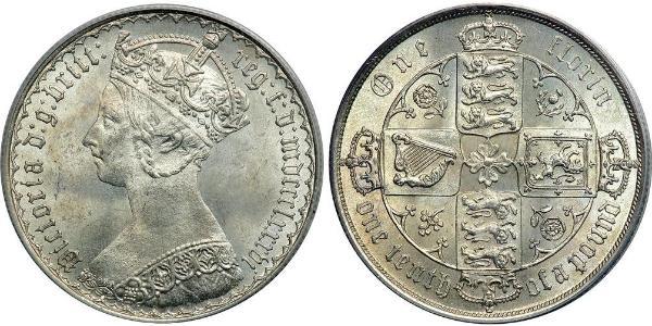 1 Florin 大不列颠及爱尔兰联合王国 (1801 - 1922) 銀 维多利亚 (英国君主)