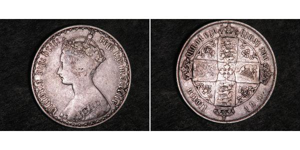 1 Florin 大不列颠及爱尔兰联合王国 (1801 - 1922) 銀 维多利亚 (英国君主)