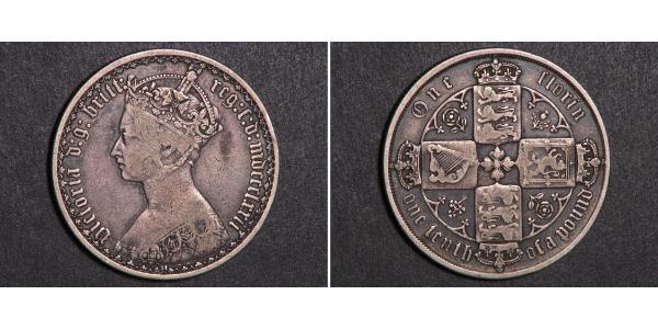 1 Florin 大不列颠及爱尔兰联合王国 (1801 - 1922) 銀 维多利亚 (英国君主)