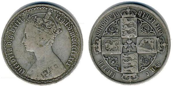 1 Florin 大不列颠及爱尔兰联合王国 (1801 - 1922) 銀 维多利亚 (英国君主)