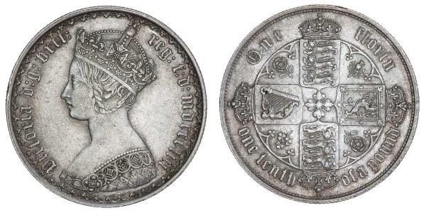 1 Florin 大不列颠及爱尔兰联合王国 (1801 - 1922) 銀 维多利亚 (英国君主)