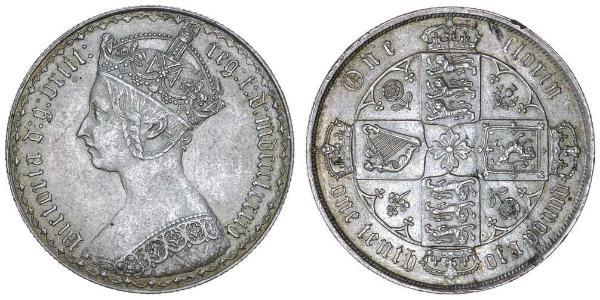1 Florin 大不列颠及爱尔兰联合王国 (1801 - 1922) 銀 维多利亚 (英国君主)