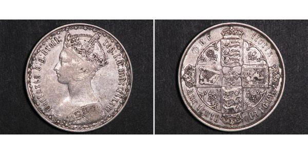 1 Florin 大不列颠及爱尔兰联合王国 (1801 - 1922) 銀 维多利亚 (英国君主)
