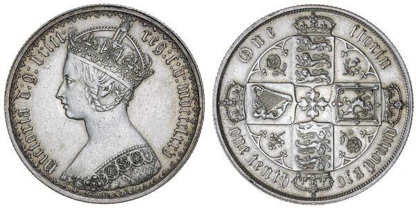 1 Florin 大不列颠及爱尔兰联合王国 (1801 - 1922) 銀 维多利亚 (英国君主)