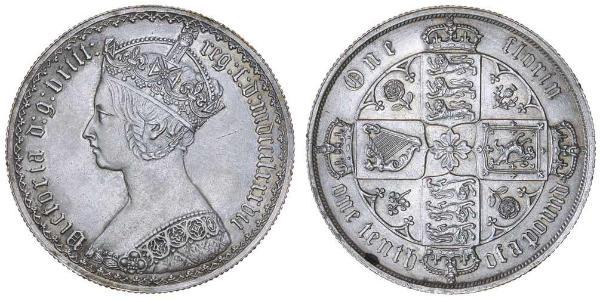 1 Florin 大不列颠及爱尔兰联合王国 (1801 - 1922) 銀 维多利亚 (英国君主)