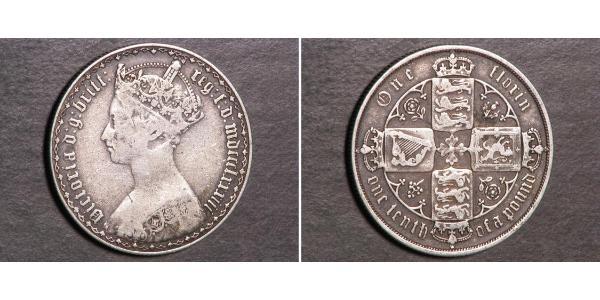1 Florin 大不列颠及爱尔兰联合王国 (1801 - 1922) 銀 维多利亚 (英国君主)
