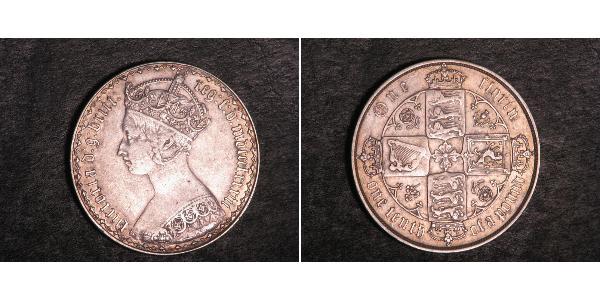 1 Florin 大不列颠及爱尔兰联合王国 (1801 - 1922) 銀 维多利亚 (英国君主)
