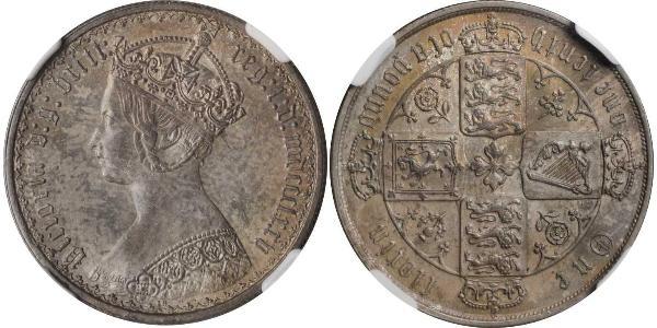 1 Florin 大不列颠及爱尔兰联合王国 (1801 - 1922) 銀 维多利亚 (英国君主)
