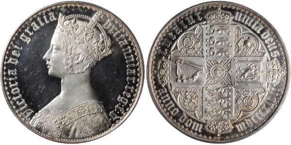 1 Florin 大不列颠及爱尔兰联合王国 (1801 - 1922) 銀 维多利亚 (英国君主)