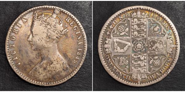 1 Florin 大不列颠及爱尔兰联合王国 (1801 - 1922) 銀 维多利亚 (英国君主)