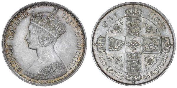 1 Florin 大不列颠及爱尔兰联合王国 (1801 - 1922) 銀 维多利亚 (英国君主)