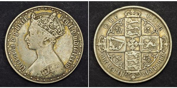 1 Florin 大不列颠及爱尔兰联合王国 (1801 - 1922) 銀 维多利亚 (英国君主)
