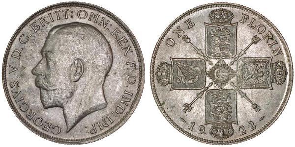 1 Florin 大不列颠及爱尔兰联合王国 (1801 - 1922) 銀 乔治五世  (1865-1936)