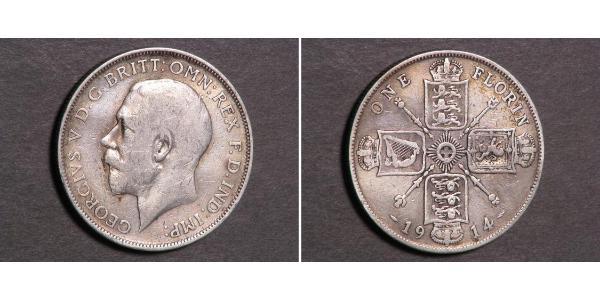 1 Florin 大不列颠及爱尔兰联合王国 (1801 - 1922) 銀 乔治五世  (1865-1936)