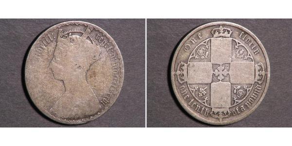 1 Florin 大不列颠及爱尔兰联合王国 (1801 - 1922) 銀 维多利亚 (英国君主)