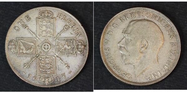 1 Florin 大不列颠及爱尔兰联合王国 (1801 - 1922) 銀 乔治五世  (1865-1936)