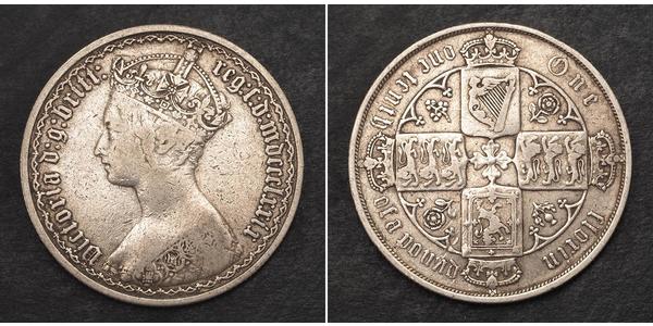 1 Florin 大不列颠及爱尔兰联合王国 (1801 - 1922) 銀 维多利亚 (英国君主)
