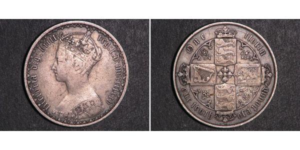 1 Florin 大不列颠及爱尔兰联合王国 (1801 - 1922) 銀 维多利亚 (英国君主)
