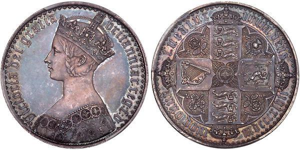 1 Florin 大不列颠及爱尔兰联合王国 (1801 - 1922) 銀 维多利亚 (英国君主)