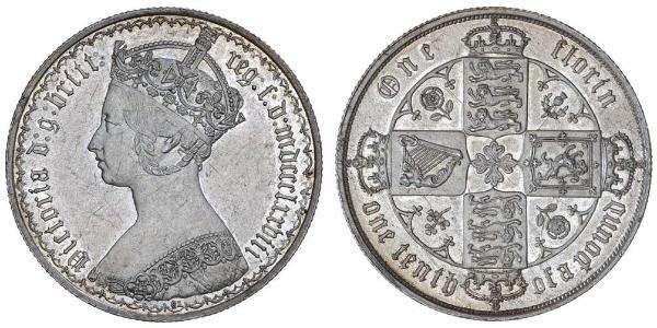 1 Florin 大不列颠及爱尔兰联合王国 (1801 - 1922) 銀 维多利亚 (英国君主)
