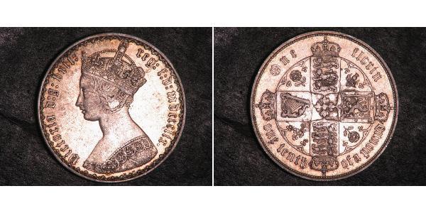 1 Florin 大不列颠及爱尔兰联合王国 (1801 - 1922) 銀 维多利亚 (英国君主)