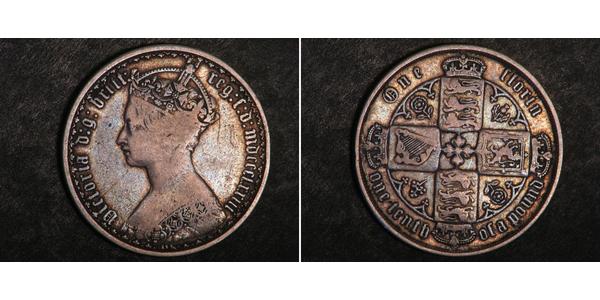 1 Florin 大不列颠及爱尔兰联合王国 (1801 - 1922) 銀 维多利亚 (英国君主)