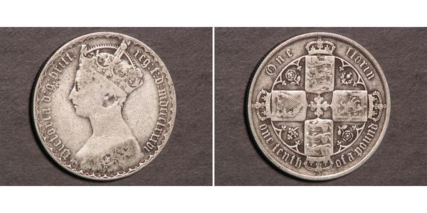 1 Florin 大不列颠及爱尔兰联合王国 (1801 - 1922) 銀 维多利亚 (英国君主)