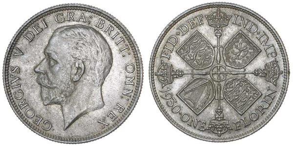 1 Florin 大不列颠及爱尔兰联合王国 (1801 - 1922) 銀 乔治五世  (1865-1936)