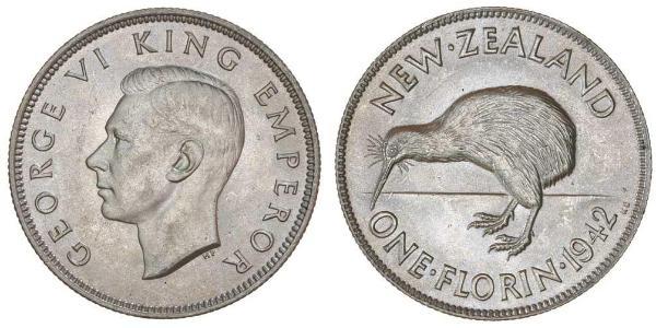 1 Florin 新西兰 銀 乔治六世 (1895-1952)