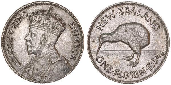 1 Florin 新西兰 銀 乔治五世  (1865-1936)