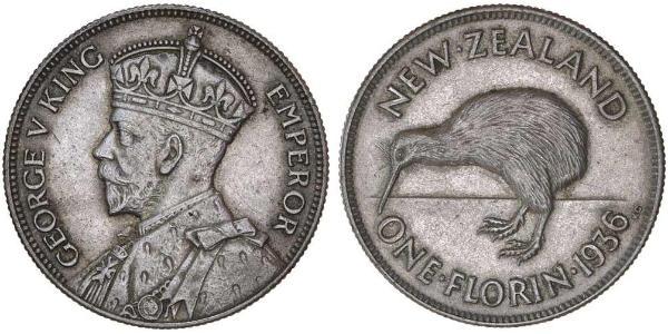 1 Florin 新西兰 銀 乔治五世  (1865-1936)