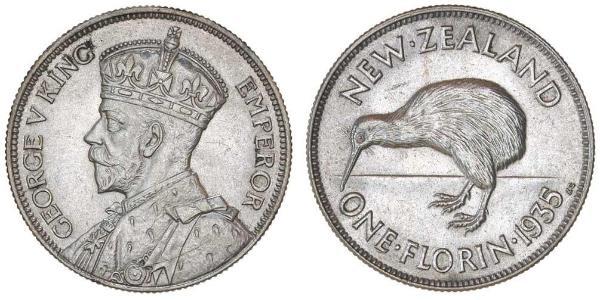 1 Florin 新西兰 銀 乔治五世  (1865-1936)