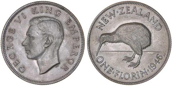 1 Florin 新西兰 銀 乔治六世 (1895-1952)