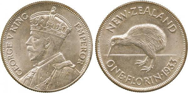 1 Florin 新西兰 銀 乔治五世  (1865-1936)