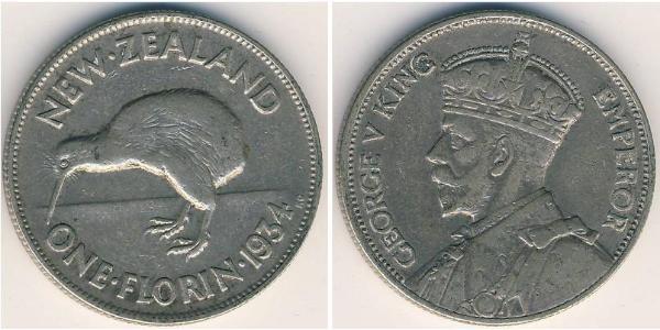 1 Florin 新西兰 銀 乔治五世  (1865-1936)