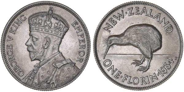 1 Florin 新西兰 銀 乔治五世  (1865-1936)