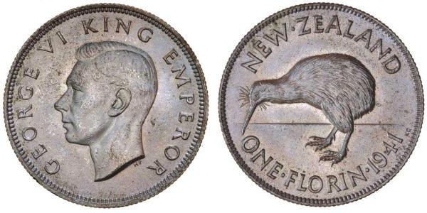 1 Florin 新西兰 銀 乔治六世 (1895-1952)
